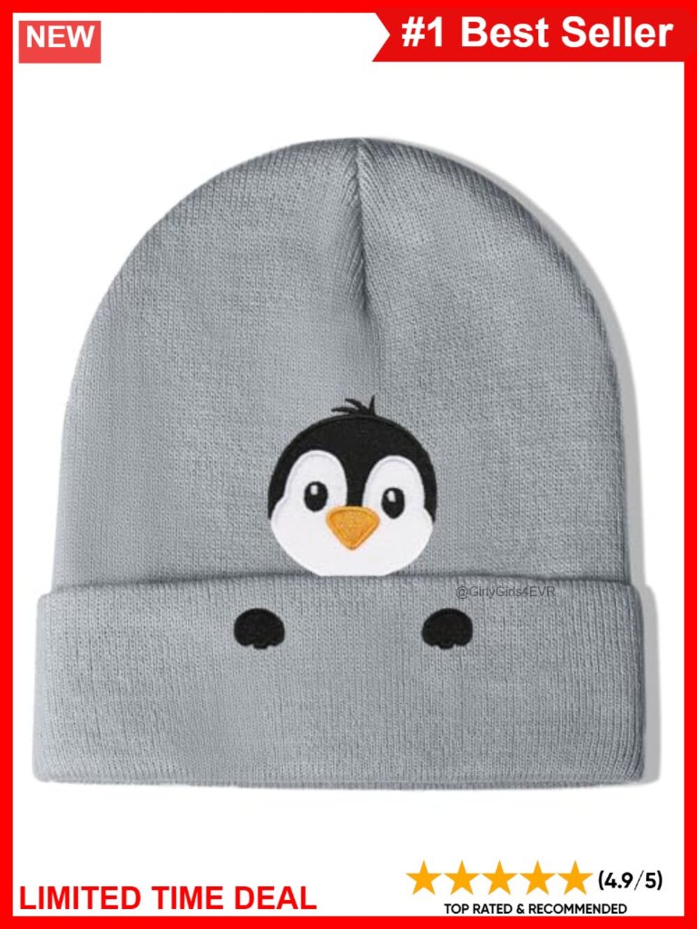 Penguin Embroidered Beanie Hat Acrylic Winter Warm Stretch Cap Gift